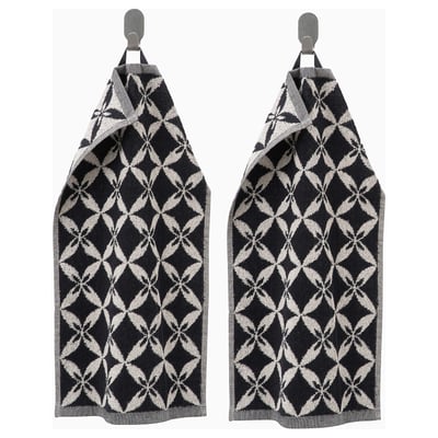 SPÄRRKRUSBÄR Guest towel, beige/black, 30x50 cm