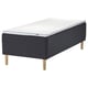 IKEA STAVANGER bed, white and dark gray, wooden legs, rectangular, padded.