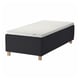 A STAVANGER bed in black with a white mattress, featuring a wooden base and pocket springs for comfort.