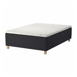 A black STAVANGER bed with a white mattress, featuring wooden legs and a quilted design.