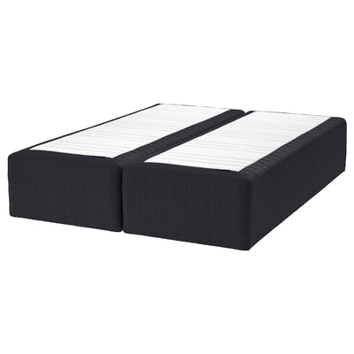 Black twin mattress set: STAVANGER; quilted, sprung design with grid pattern.
