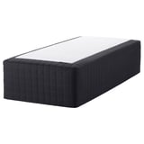 Black and white mattress with black quilted cover and white top, rectangular shape, quilting design.