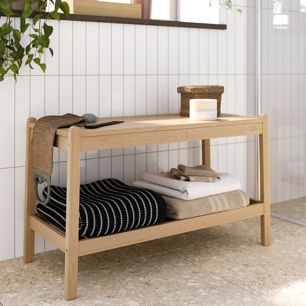 STEGESUND Bench, light bamboo, 79x34 cm