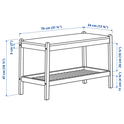 STEGESUND Bench, light bamboo, 79x34 cm