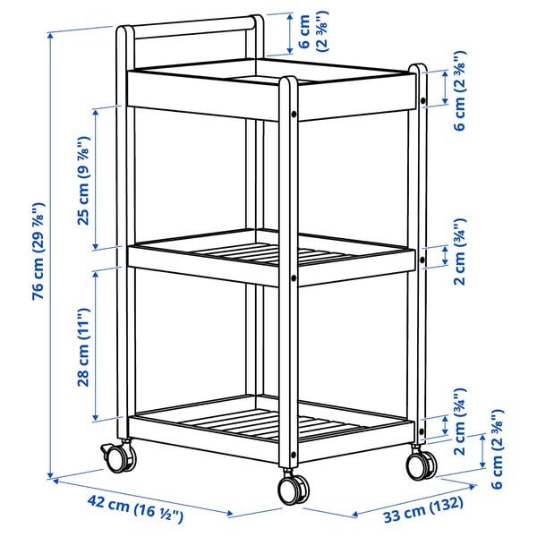 STEGESUND Trolley, light bamboo, 42x33x76 cm