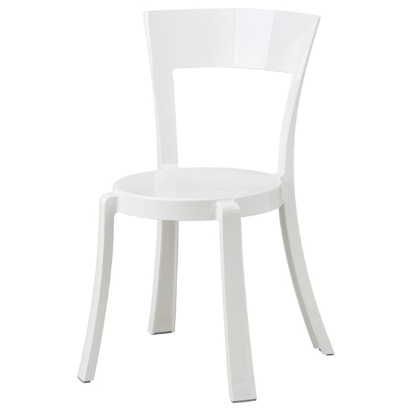 White STEIN chair: easy, comfortable, stackable, durable polycarbonate/abs plastic.