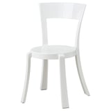 White STEIN chair: easy, comfortable, stackable, durable polycarbonate/abs plastic.