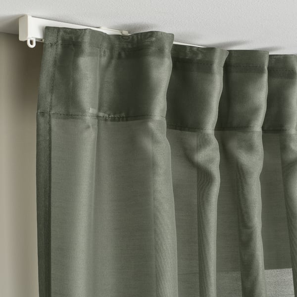 Follow-up curtains soften sunlight, diffuse light, and offer privacy. Easy to hang via heading tape with visible rod hooks.
