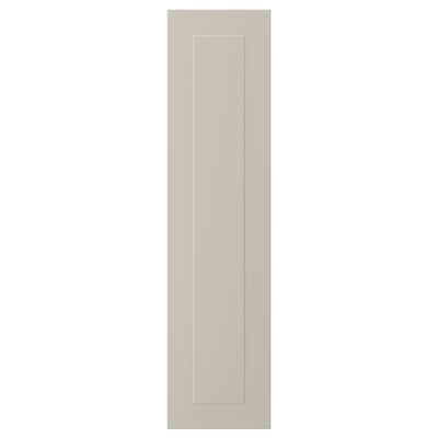 STENSUND beige cabinet door, rectangular with grooved panels, lacquered finish.