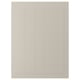Option: Is of a STENSUND beige cabinet door with vertical grooves. It a smooth, lacquered surface and a rectangular shape.