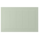 STENSUND cabinet fronts, light green with grooved panels, made of fibreboard, in a rectangular shape.