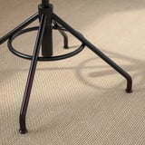 Black metal chair base with round ring, three curved legs ending in black feet, robust and sturdy.