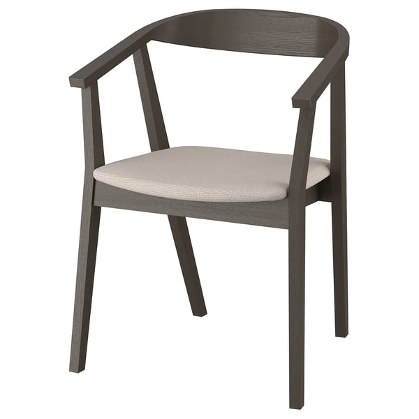 STOCKHOLM Chair with armrests, dark brown ash veneer/Tresund beige