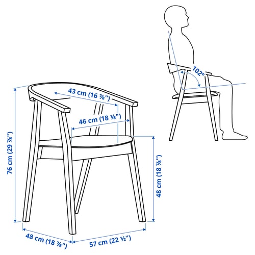 Illustration with measurements for the product: STOCKHOLM.