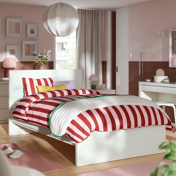 STORKLINTA Bed frame, white/Luröy, 120x200 cm