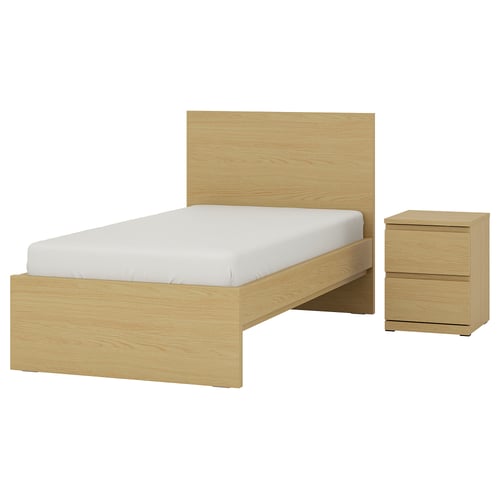 STORKLINTA Bedroom furniture, set of 2, oak effect, 90x200 cm