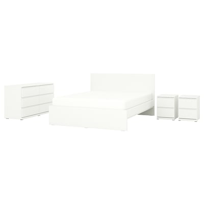 STORKLINTA Bedroom furniture, set of 4, white, 140x200 cm