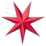 Red paper star decoration, 3d, symmetrical, made of folders.