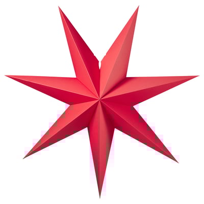 Red paper star decoration, 3d, symmetrical, made of folders.