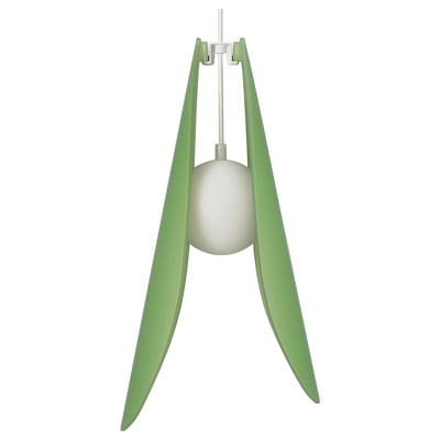 STRÅLA green lamp, sleek modern design, 3 curved leaf shades, polycarbonate plastic.