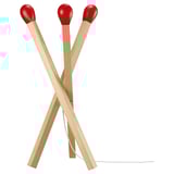 STRÅLA lamp, red, wooden match design, dimmable, natural pine.