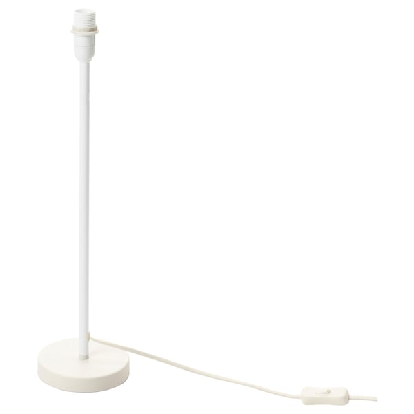 STRÅLA lamp in white, sleek design with round base, steel tube, and eva pad, stands steady.