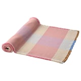 STRANDFLOKA: vibrant pink and white checkered table runner, rectangular, woven cotton.