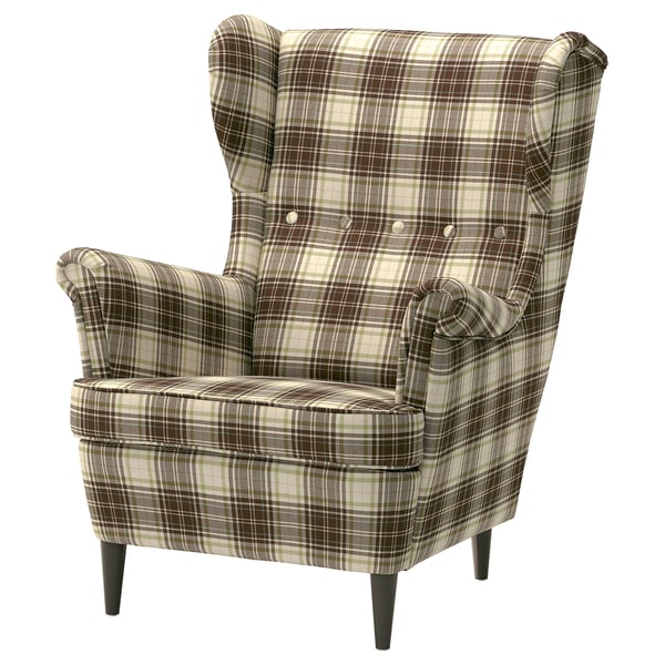 STRANDMON Wing chair, Talliden beige/brown