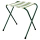 Option: STRANDÖN stool, green and white striped fabric, foldable x-shape frame, durable outdoor furniture.