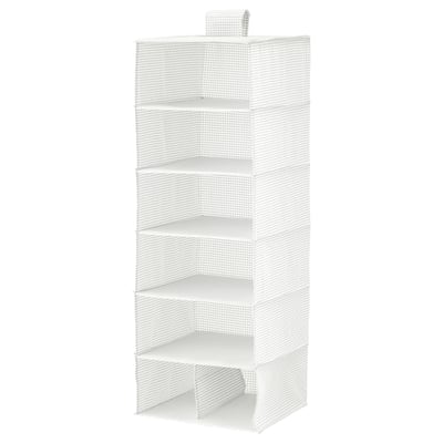STUK storage organizer, white, fabric & plastic, tall, rectangular, grid pattern, folds flat.
