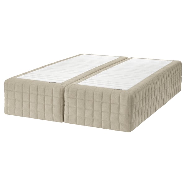 STUVLAND twin mattresses, beige, fabric, rectangular, quilted pattern.