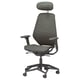 Gray STYRSPEL ergonomic gaming chair with mesh back, headrest, and adjustable armrests.