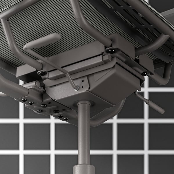 Styrspeel gaming chair, black, mesh back, adjustable parts, gray base, ergonomic design.