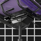 Purple STYRSPEL gaming chairs underside, showing adjustable metal supports and mesh material.