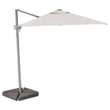 SVALÖN Parasol, hanging with base, light grey-beige/Hjältön grey, 300x200 cm