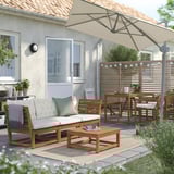 SVALÖN Parasol, hanging with base, light grey-beige/Hjältön grey, 300x200 cm