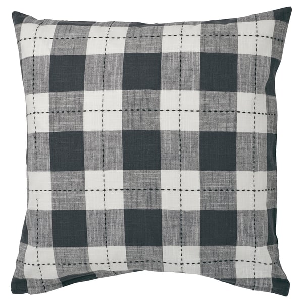 SVAMPFLY cushion, black-white checkered, square, cotton, zip closure.