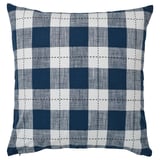SVAMPFLY cushion, dark blue plaid pattern, square shape, zipper closure, 100% cotton.