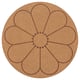Round cork placemat with brown floral design.