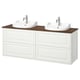 Option: TÄNNFORSEN bathroom vanity, white, wooden, double sink, wall-mounted, classic design.