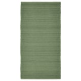 Green rectangular wool rug with melange pattern.