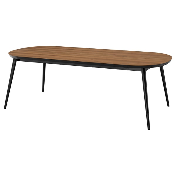 TJÄRKIL Table, black/walnut veneer, 235x100 cm