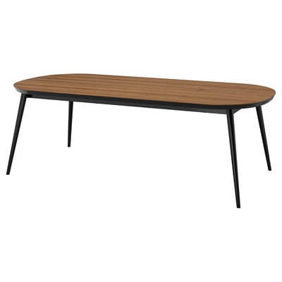 TJÄRKIL Table, black/walnut veneer, 235x100 cm