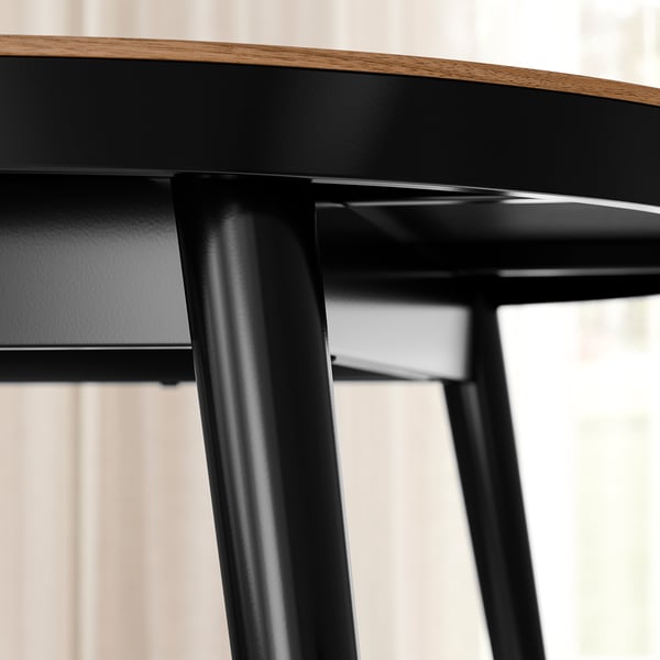 TJÄRKIL Table, black/walnut veneer, 235x100 cm