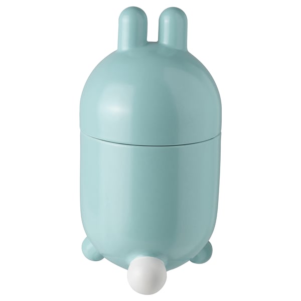 TJÄRLEK light blue bunny-shaped stoneware bowl with lid, decorative and functional.