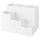 A white TJENA desk organizer. It multiple separate compartments for storage. The design is minimalist and practical for organizing small items.