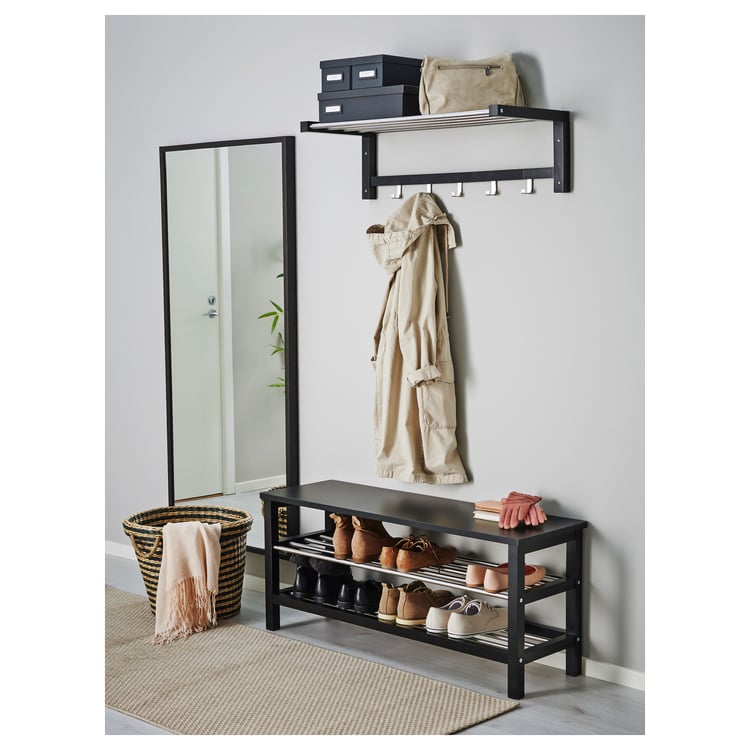 TJUSIG bench with shoe storage, black, 108x34x50 cm IKEA Sweden