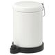 TOFTAN white pedal bin, round, steel, plastic base, black pedal, sleek design.