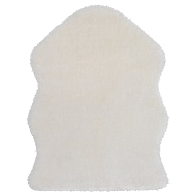TOFTLUND white faux fur rug, soft, rectangular, machine washable.