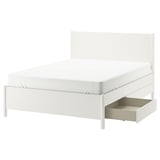 TONSTAD off-white bed frame with soft-close drawers, sleek design, sturdy construction.